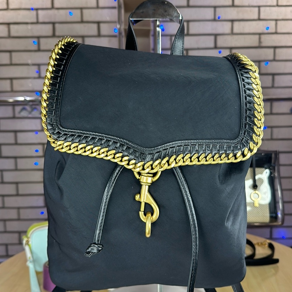 Rebecca Minkoff Black and Gold Backpack